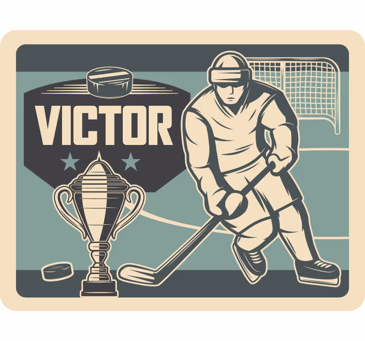 Rullegardin barn hockeyspiller med navn - Tenstickers