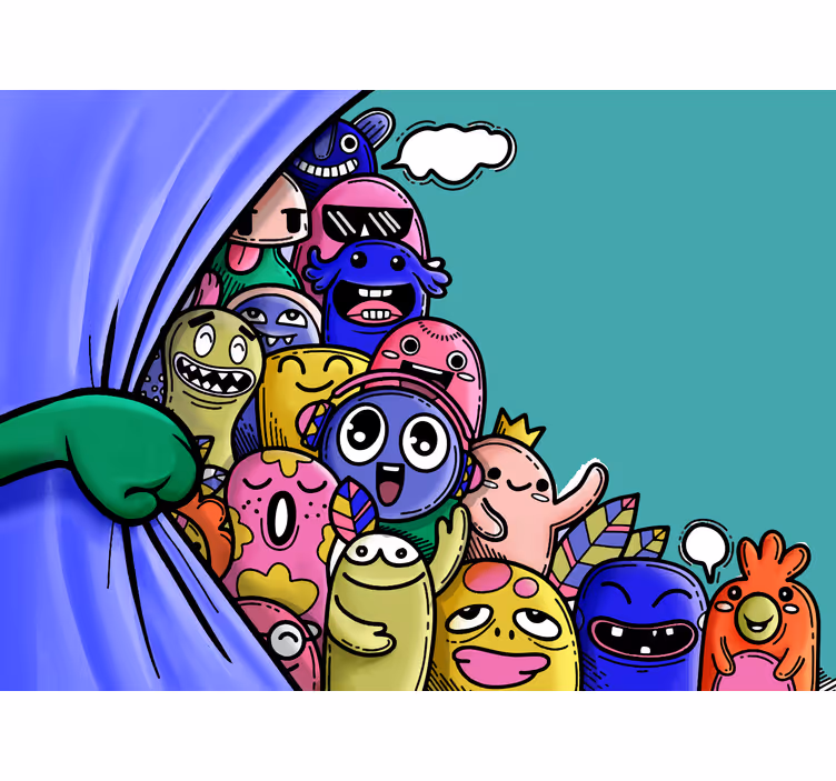 Rullegardin barn med morsomme monstre - Tenstickers