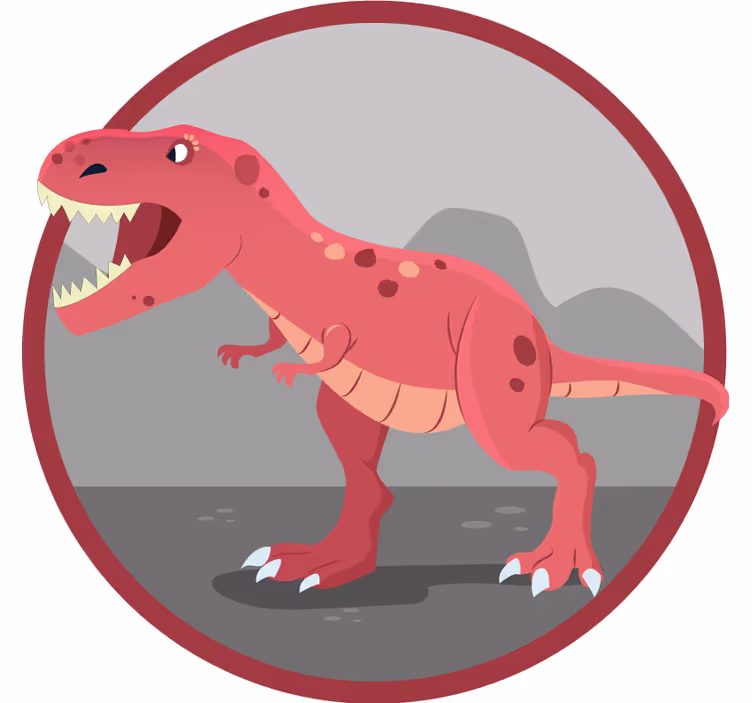 Rullegardin barn t-rex illustrasjon som brøler - Tenstickers