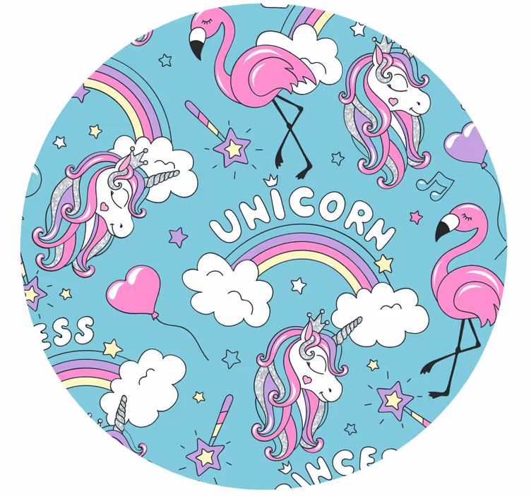Rullegardin barn med mønster av enhjørning og flamingo - Tenstickers