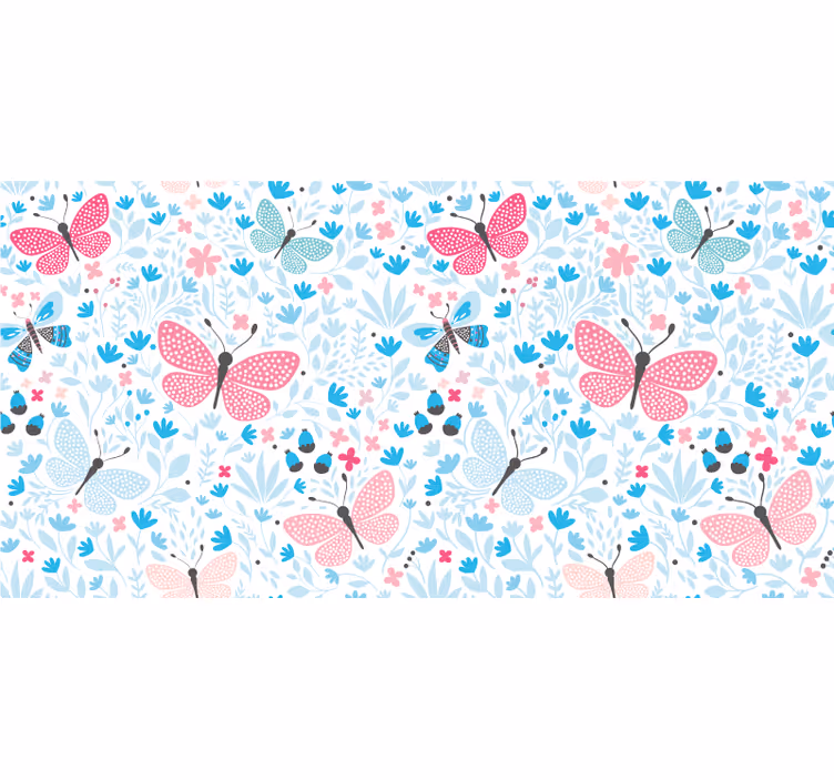 Rullegardin barn blå mønster rosa farge - Tenstickers