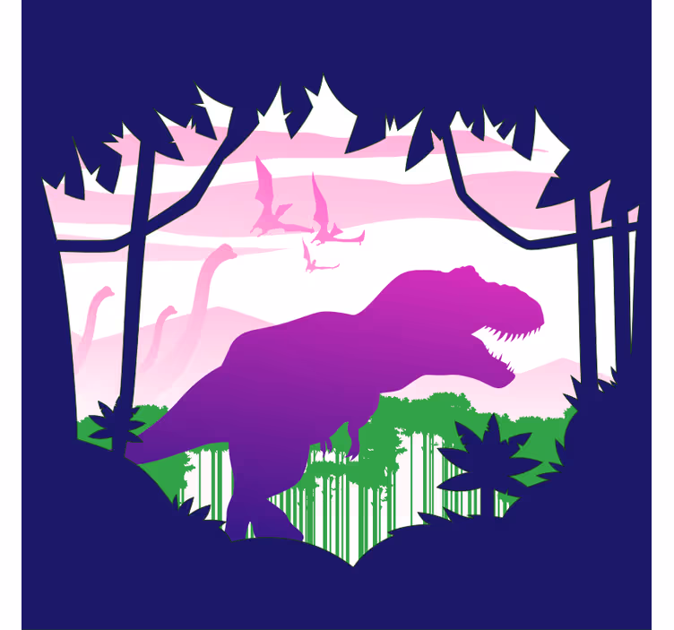 Rullegardin barn stor dinosaur med fugler vinylmatte - Tenstickers