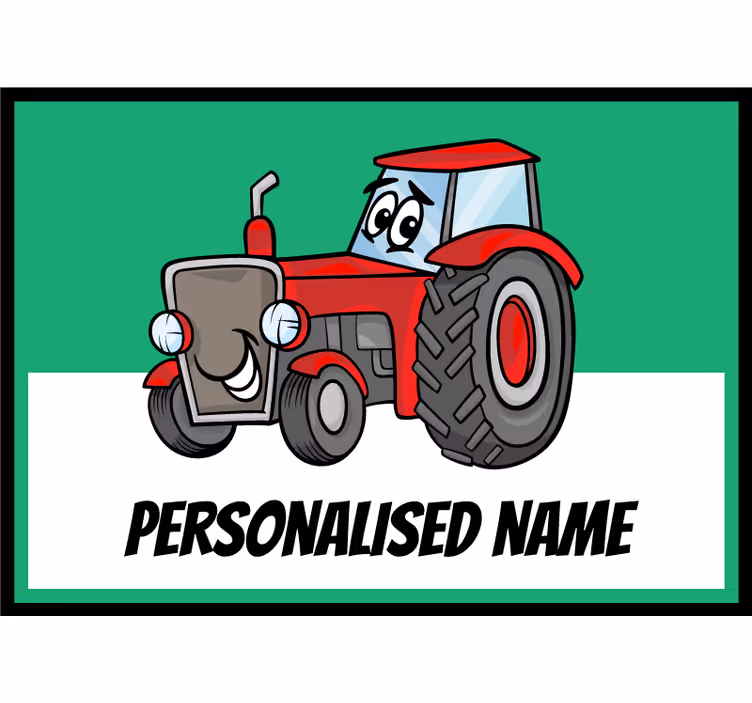 Rullegardin barn med personlig rød traktor - Tenstickers