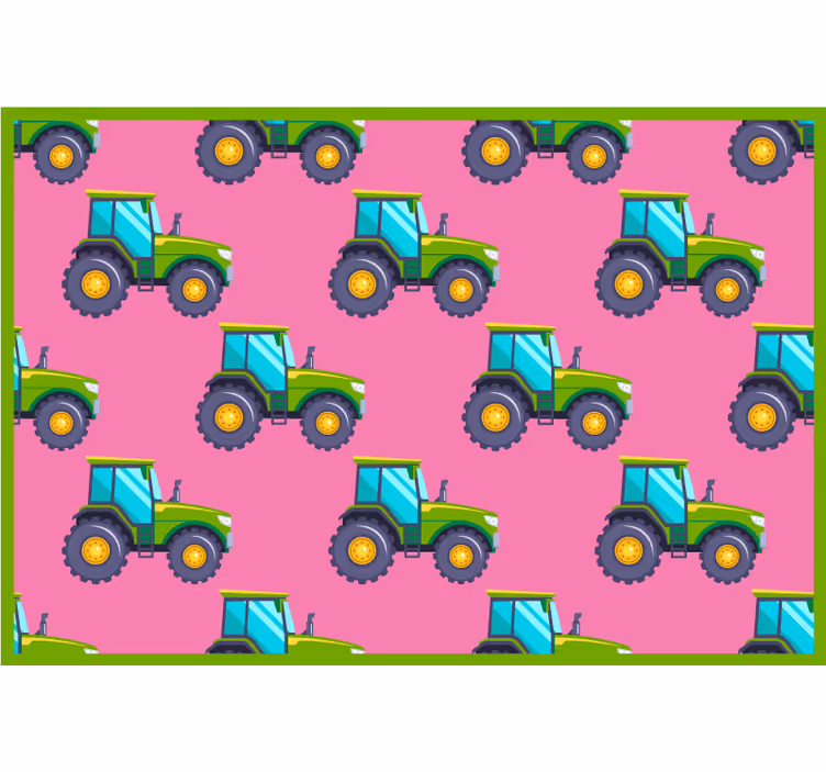 Rullegardin barn rosa og grønn traktor mønster - Tenstickers