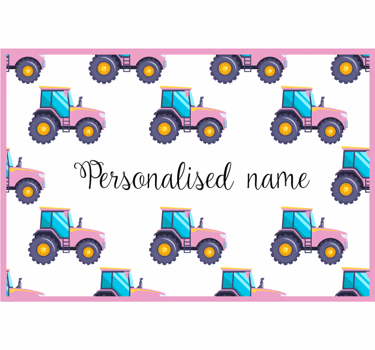 Rullegardin barn rosa personlig traktor - Tenstickers