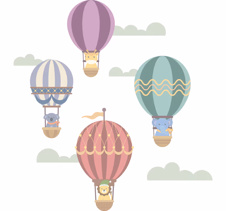 Rullegardin barn med flygende ballonger og dyr - Tenstickers