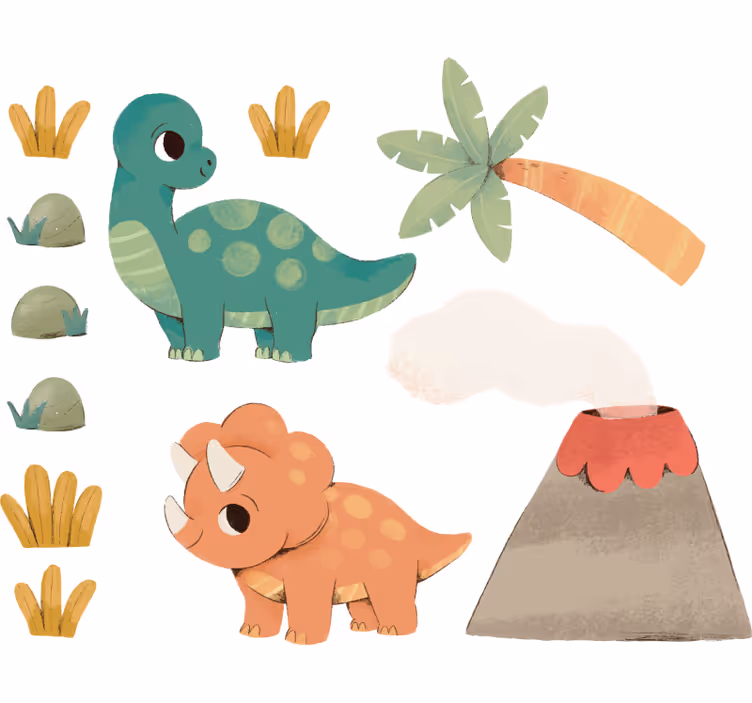 Rullegardin barn akvarell dinosaurer - Tenstickers