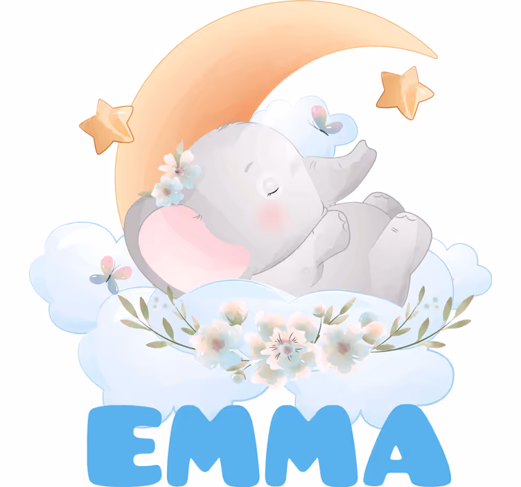 Rullegardin barn søte dyr elefant med navn - Tenstickers