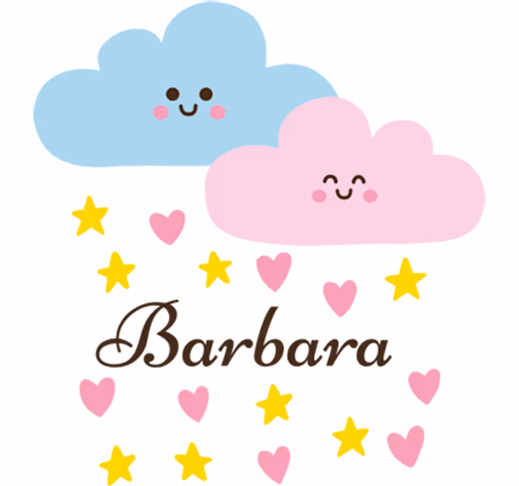 Rullegardin barn blå og rosa sky med navn - Tenstickers