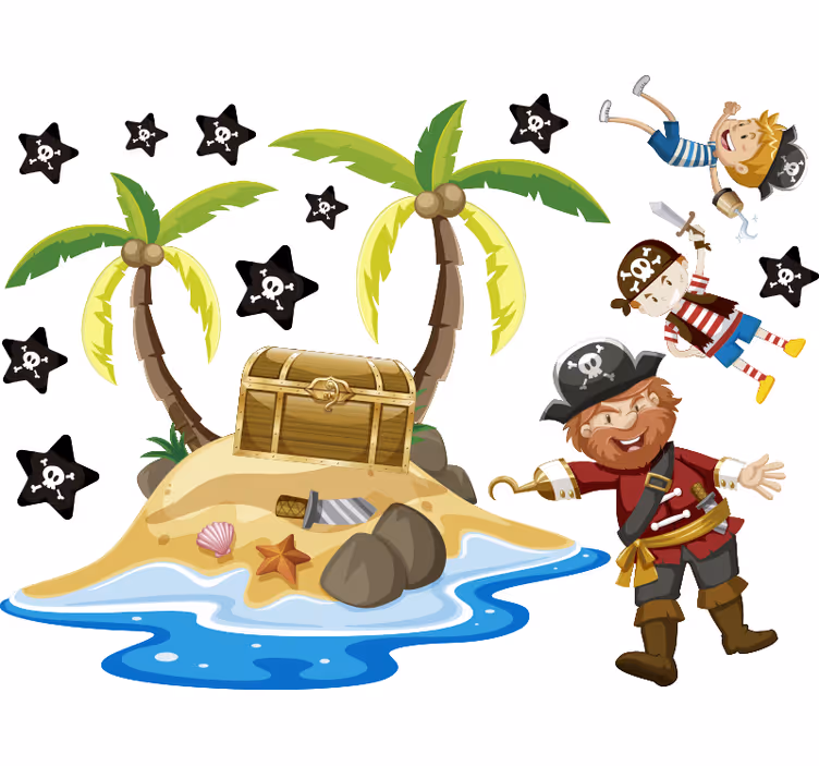Rullegardin barn pirater og palmer - Tenstickers
