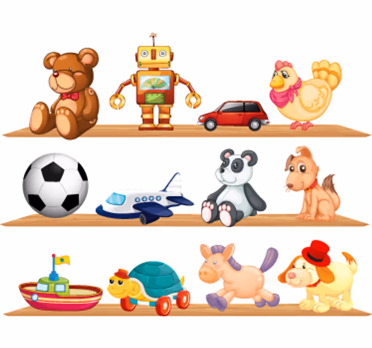 Rullegardin barn hyller med leker - Tenstickers