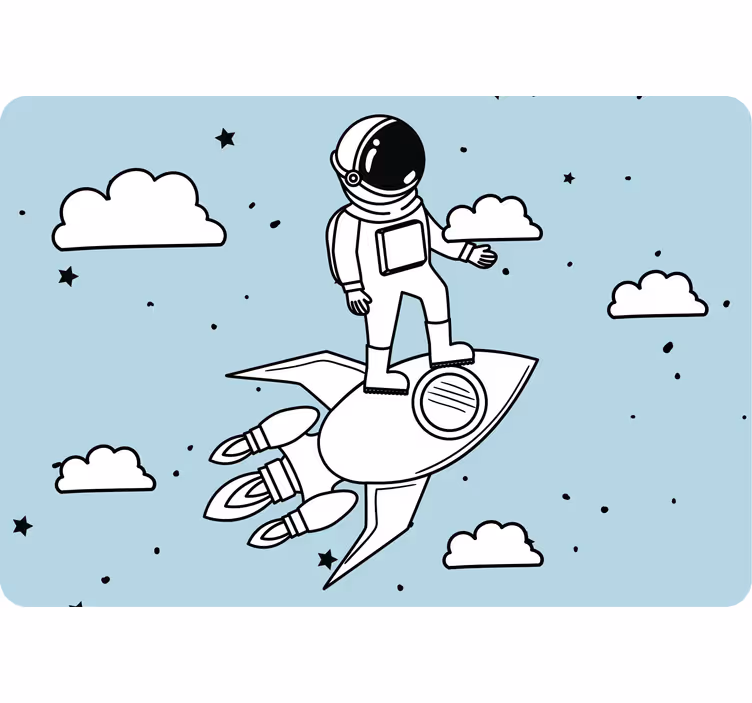 Rullegardin barn rakett astronaut og stjerner - Tenstickers