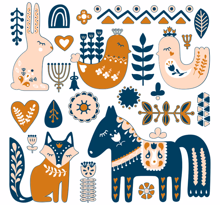 Rullegardin barn med skogsdyr nordisk stil - Tenstickers