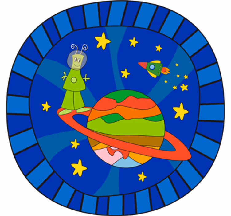 Rullegardin barn grønn romvesen vinyl - Tenstickers