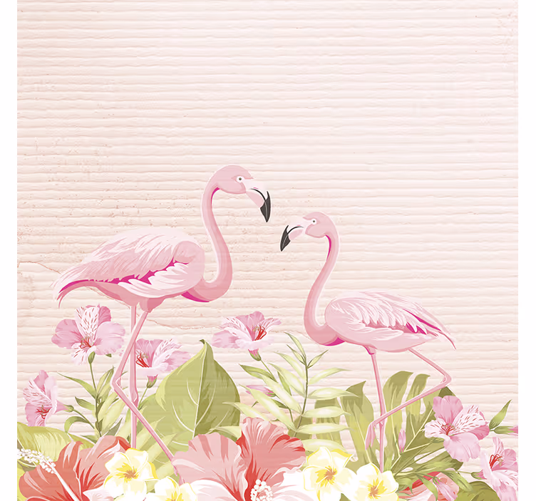 Rullegardin barn tropiske blomster og flamingoer - Tenstickers