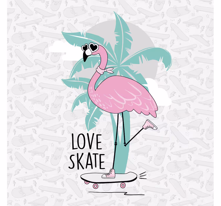 Rullegardin barn håndtegnet flamingo på skøyter - Tenstickers