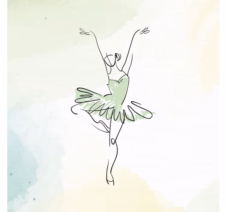 Rullegardin barn ballerina i posisjon linjeart - Tenstickers