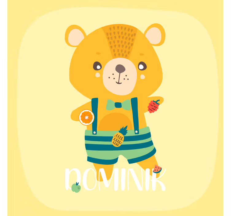 Rullegardin barn med navn på bamse - Tenstickers
