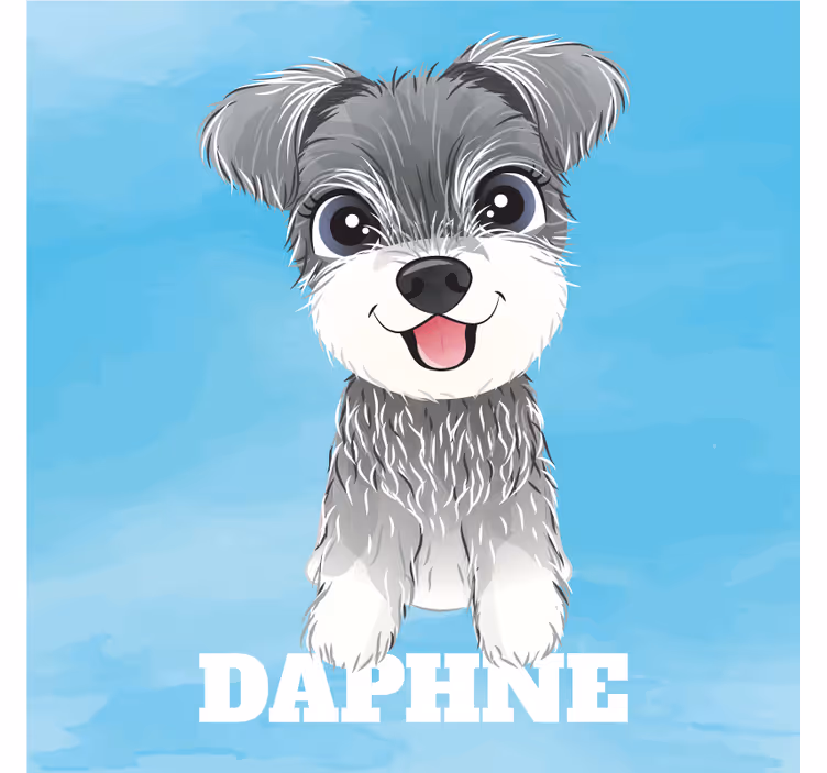 Rullegardin barn schnauzer illustrasjon med navn - Tenstickers