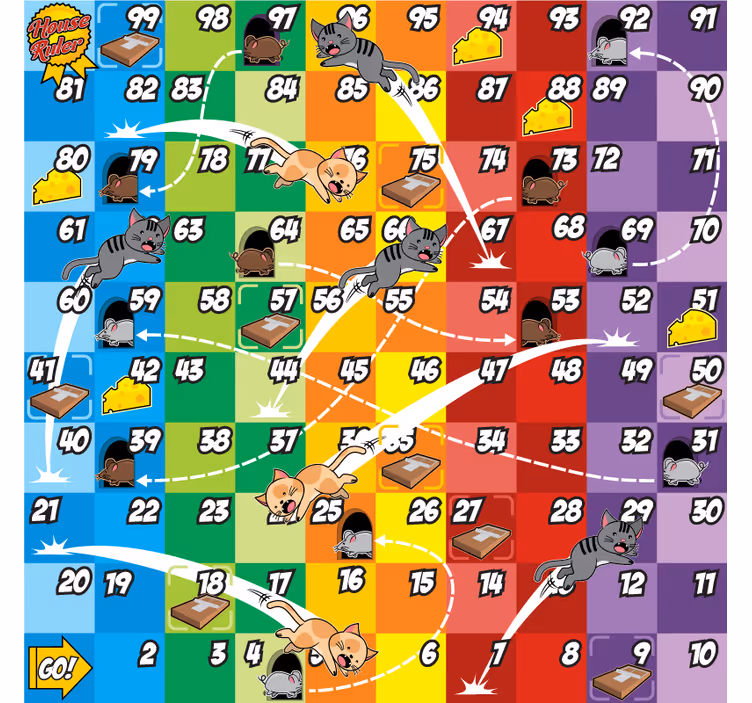 Rullegardin barn katte og mus brettspill - Tenstickers