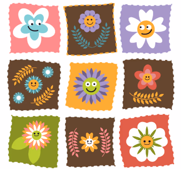 Rullegardin barn blomsterdekorasjon til barnerom - Tenstickers