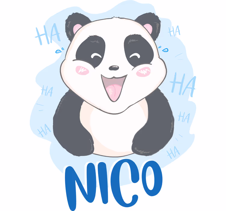 Rullegardin barn baby panda overrasket med navn - Tenstickers