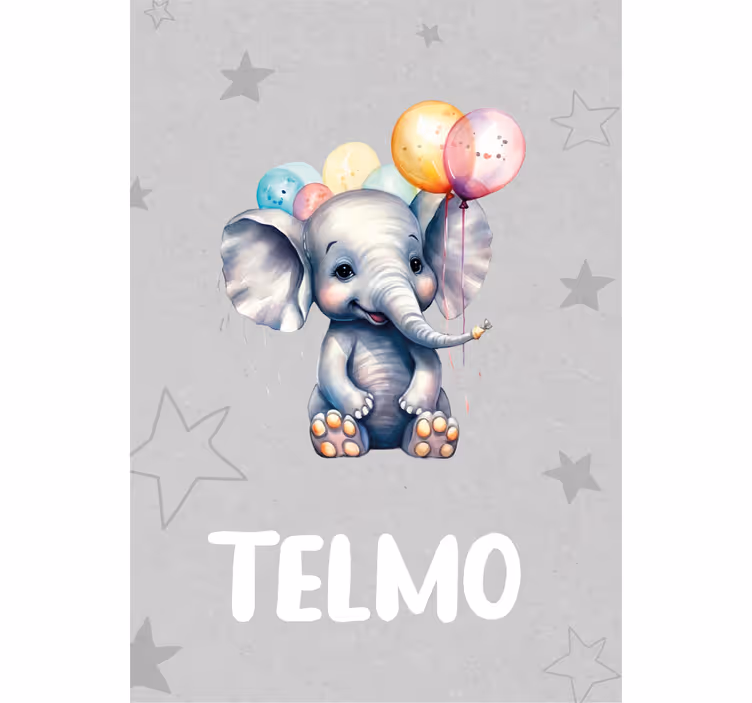 Rullegardin barn med babyelefant og ballonger - Tenstickers