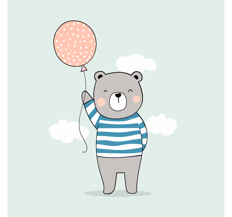 Rullegardin barn med babybjørn og ballong - Tenstickers