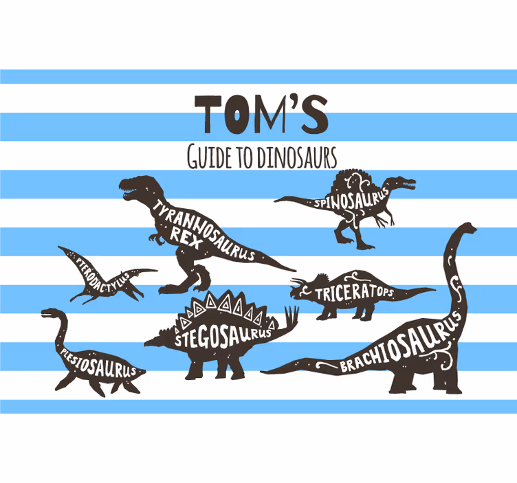 Rullegardin barn med personlige dinosaurnavn - Tenstickers