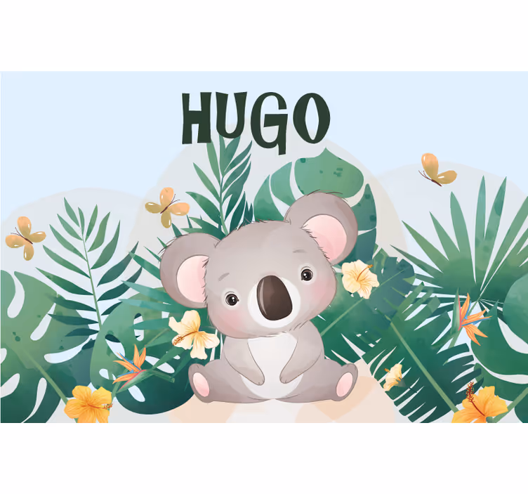 Rullegardin barn søt koala med navn - Tenstickers