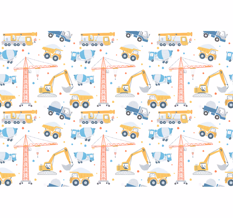 Rullegardin barn i pastellfarger med anleggsmaskiner - Tenstickers