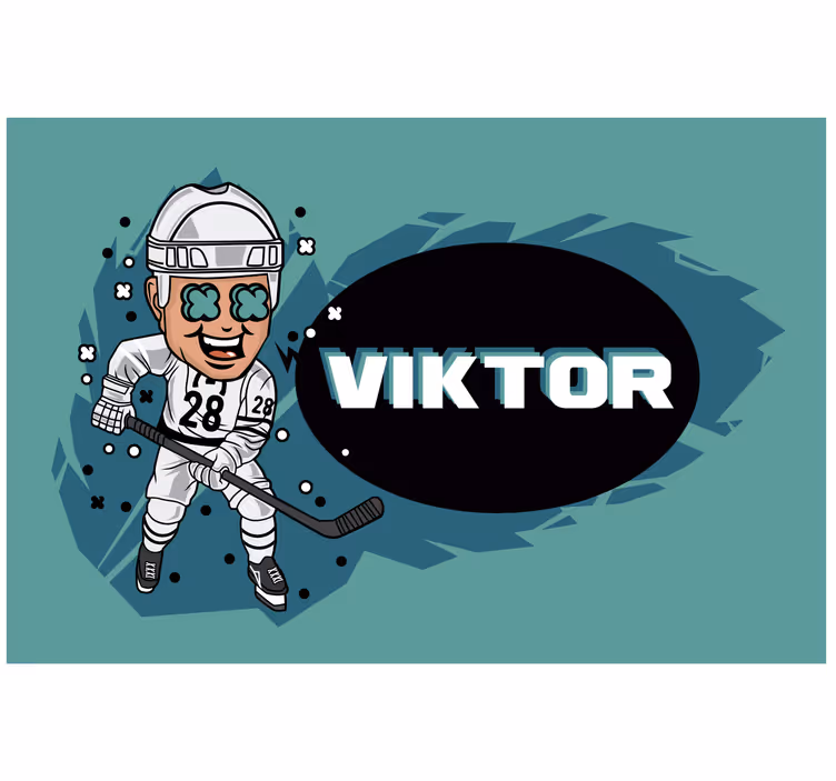 Rullegardin barn morsom hockeyspiller med navn - Tenstickers