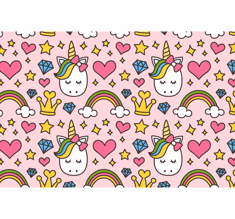 Rullegardin barn søte regnbuer og unicorns med diamanter - Tenstickers