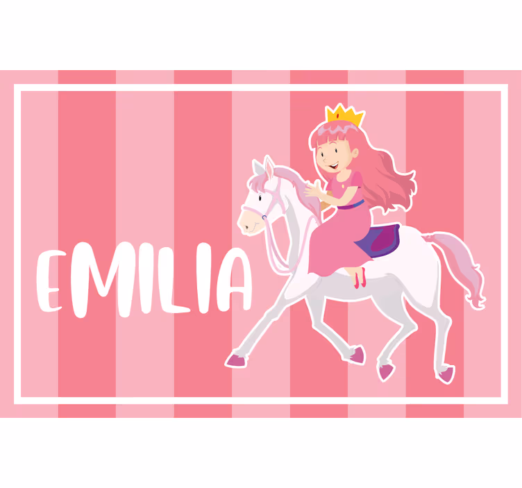 Rullegardin barn rosa prinsesse på hvit hest - Tenstickers
