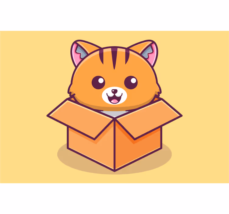 Rullegardin barn katt i eske - Tenstickers