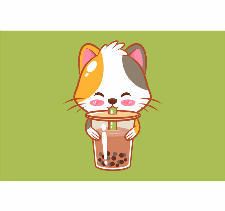 Rullegardin barn katt drikker sjokolade - Tenstickers