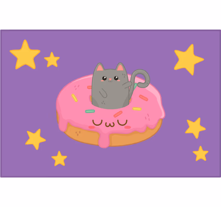 Katt og donut rullegardin barn - Tenstickers