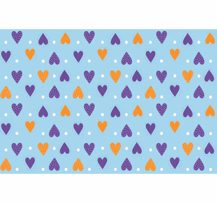 Rullegardin barn lilla og oransje hjerter på blå bakgrunn - Tenstickers