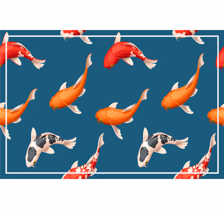 Rullegardin barn koi fisk mønster blå bakgrunn - Tenstickers