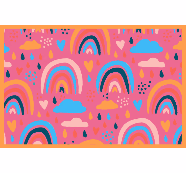 Rullegardin barn minimalistiske regnbuer rosa bakgrunn - Tenstickers