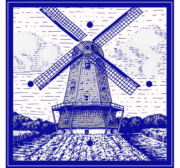 Delfts blue rullegardin kjøkken - Tenstickers