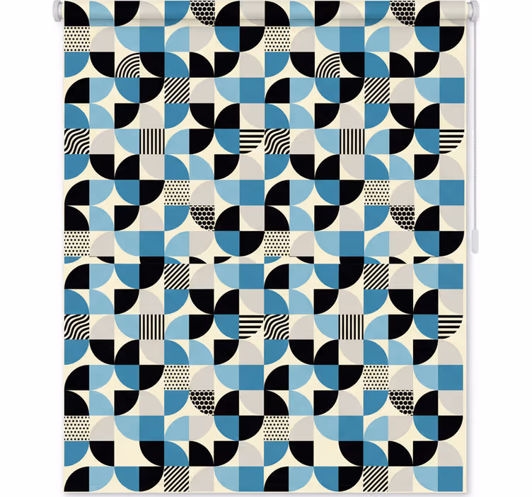 Rullegardin kjøkken retro blå bauhaus mønster - Tenstickers