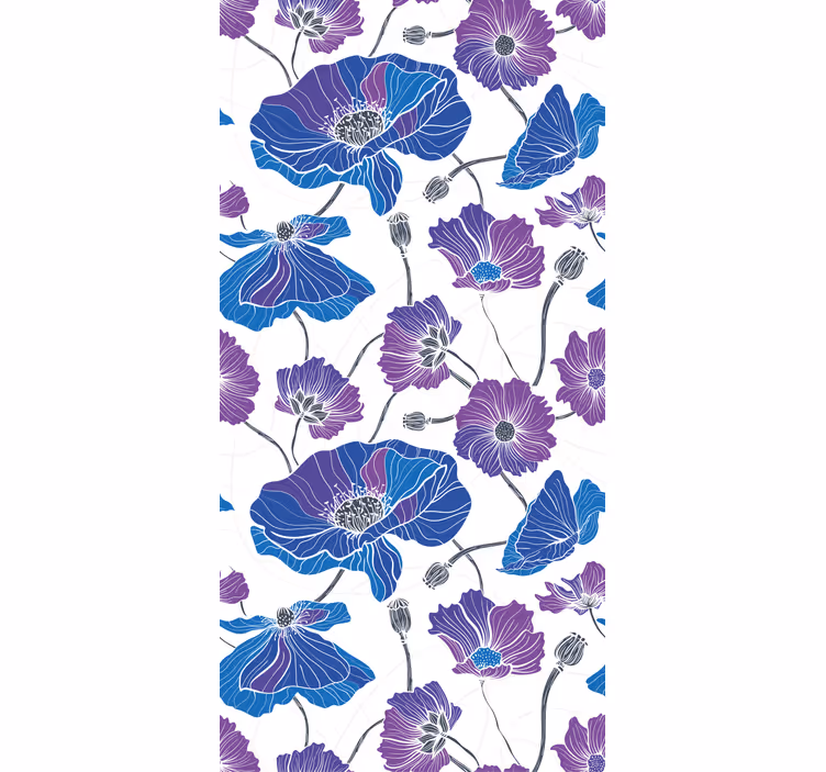 Rullegardin kjøkken blå og lilla hageblomster - Tenstickers