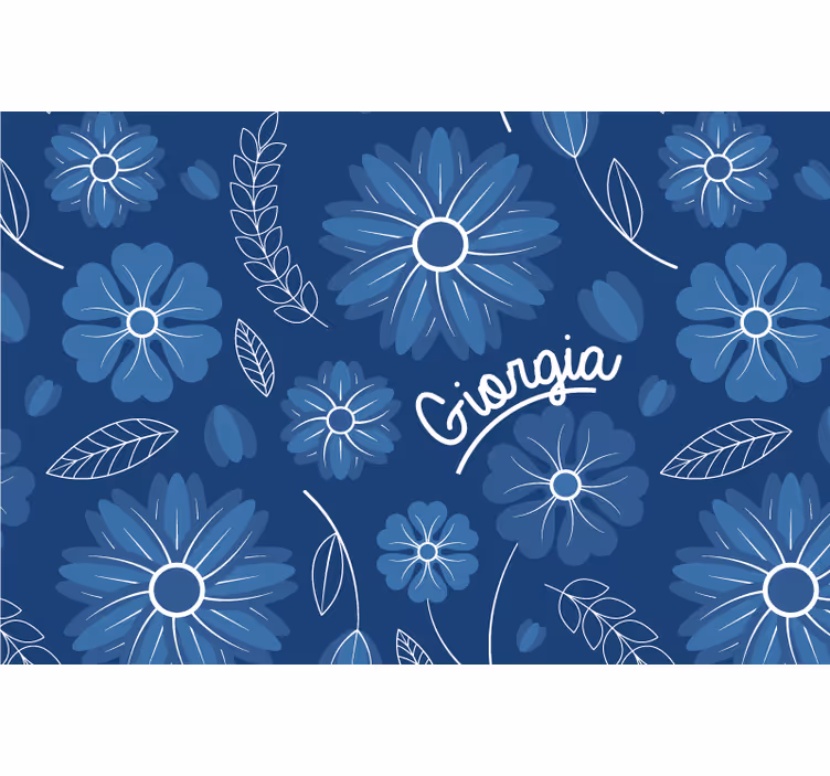 Rullegardin blå elegant design med blomster - Tenstickers