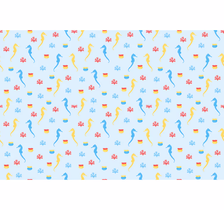 Rullegardin blå sjøhest og korall - Tenstickers