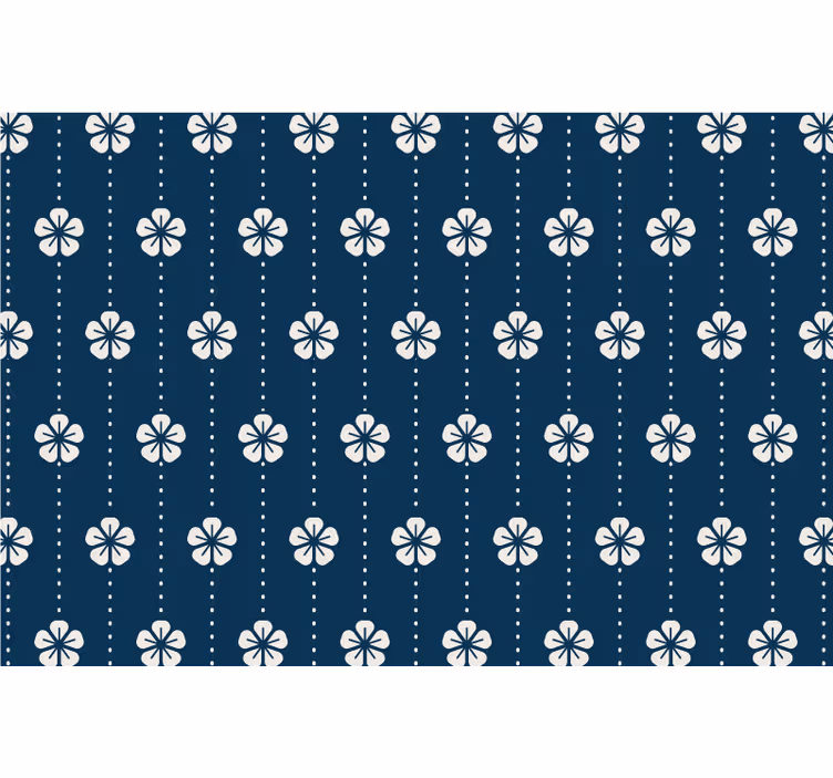 Rullegardin blå med blomstrede linjer - Tenstickers