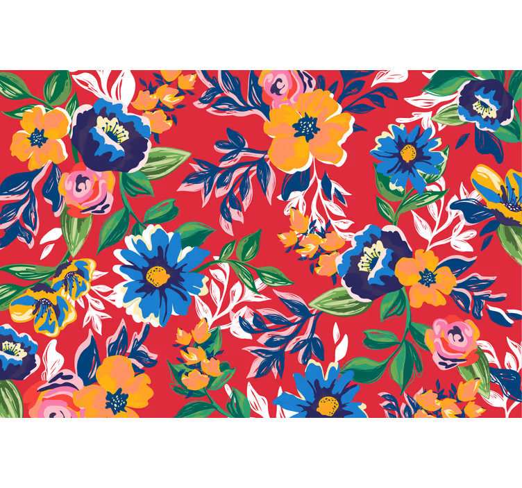 Rullegardin rød med broderi - Tenstickers
