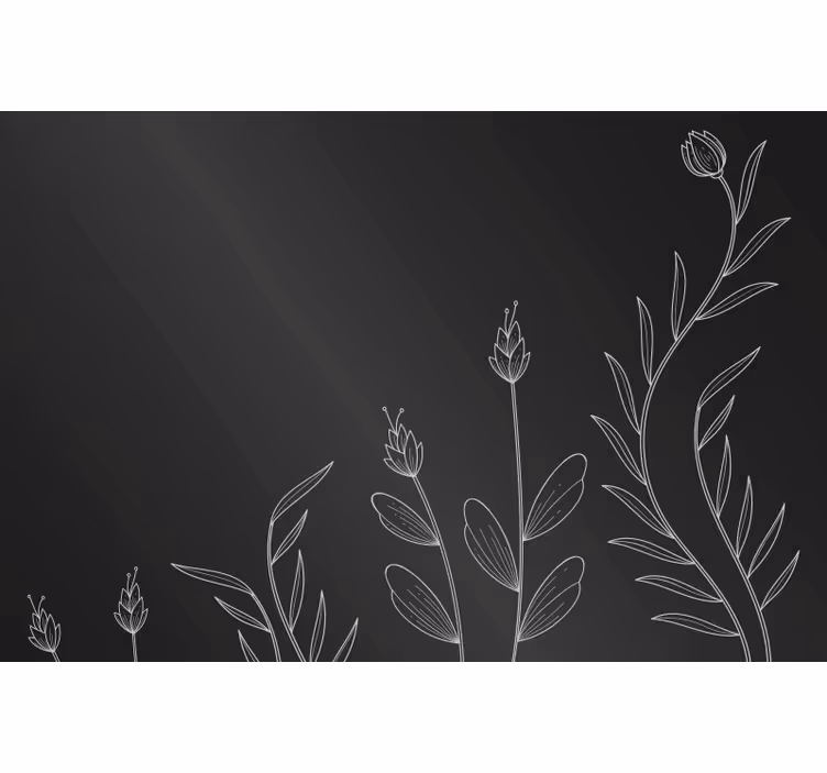 Svart rullegardin med elegant plantebakgrunn - Tenstickers