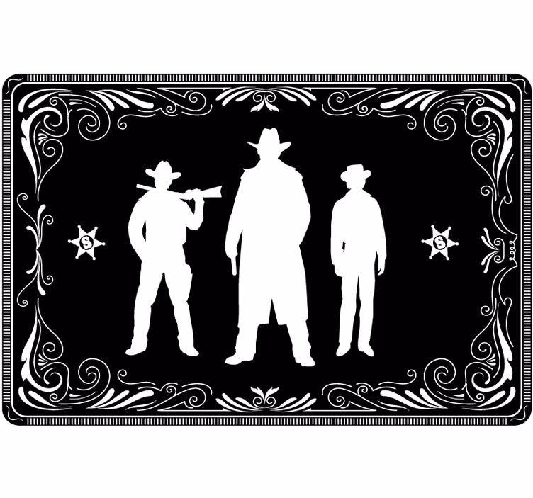 Svart rullegardin med cowboy og hestemønster - Tenstickers