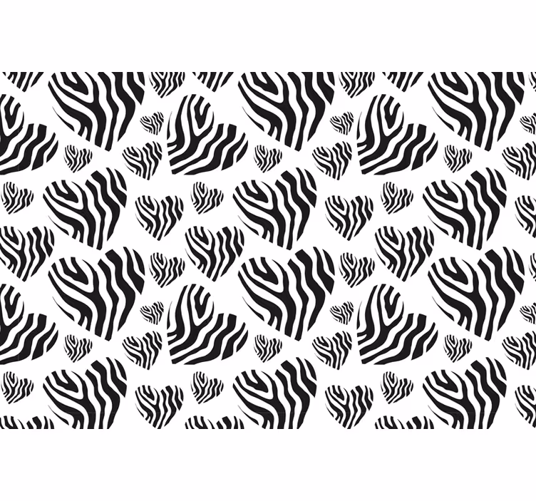 Svart rullegardin med zebra dyreprint hjerte - Tenstickers